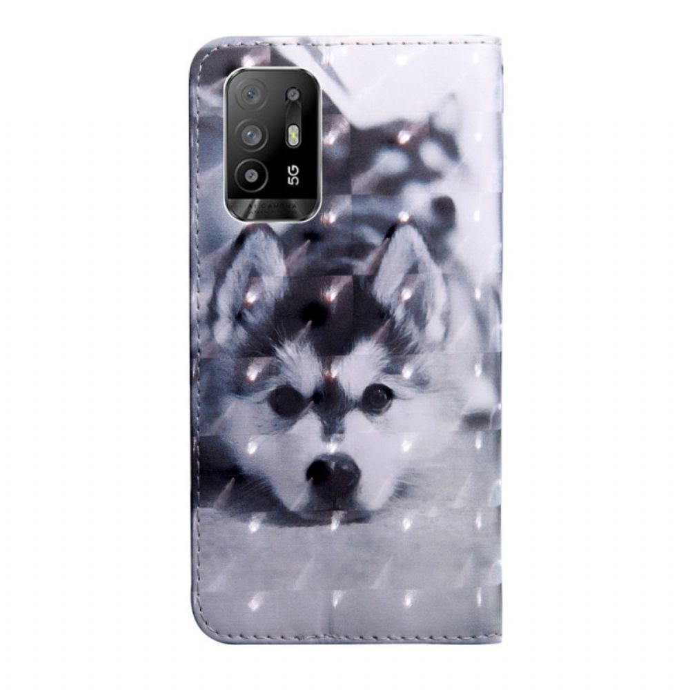 Flip Case Für Oppo A94 5G Husky-hund Mit Lanyard