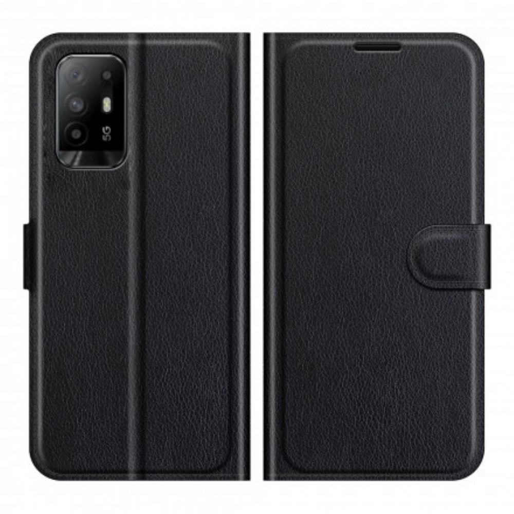 Flip Case Für Oppo A94 5G Klassisches Litschi-kunstleder