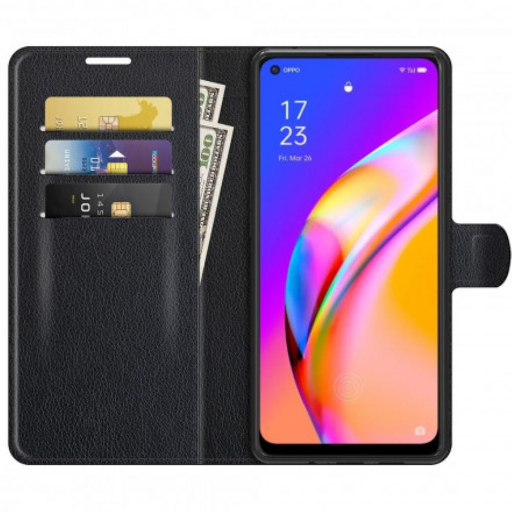 Flip Case Für Oppo A94 5G Klassisches Litschi-kunstleder