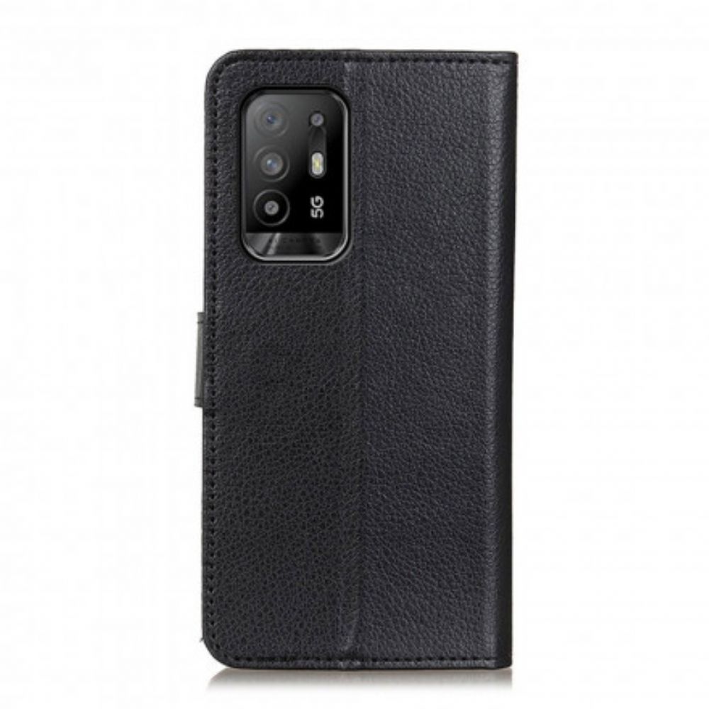 Flip Case Für Oppo A94 5G Kunstleder Litschi