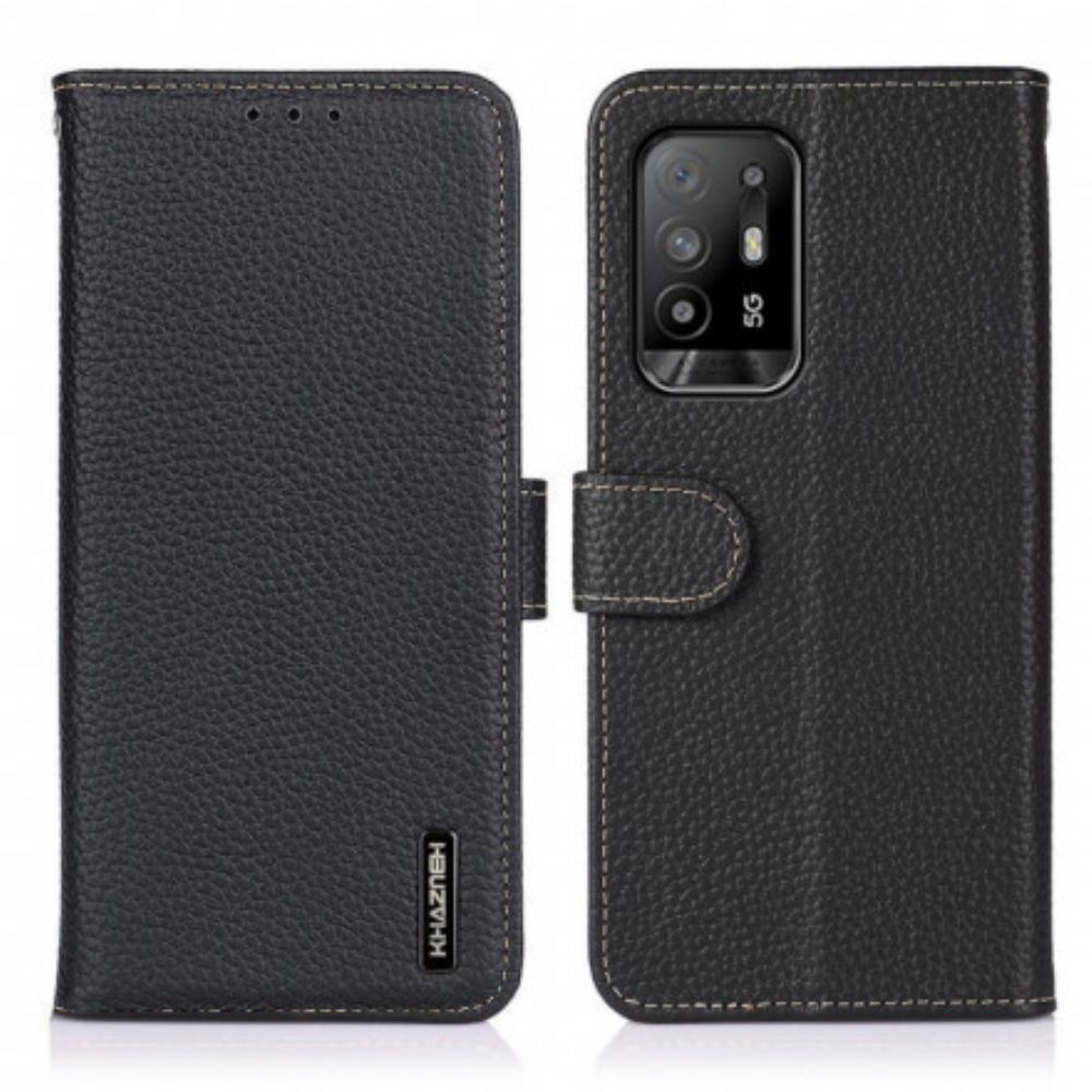 Flip Case Für Oppo A94 5G Litschi Khazneh Leder