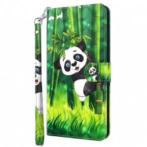 Flip Case Für Oppo A94 5G Panda Mit Lanyard