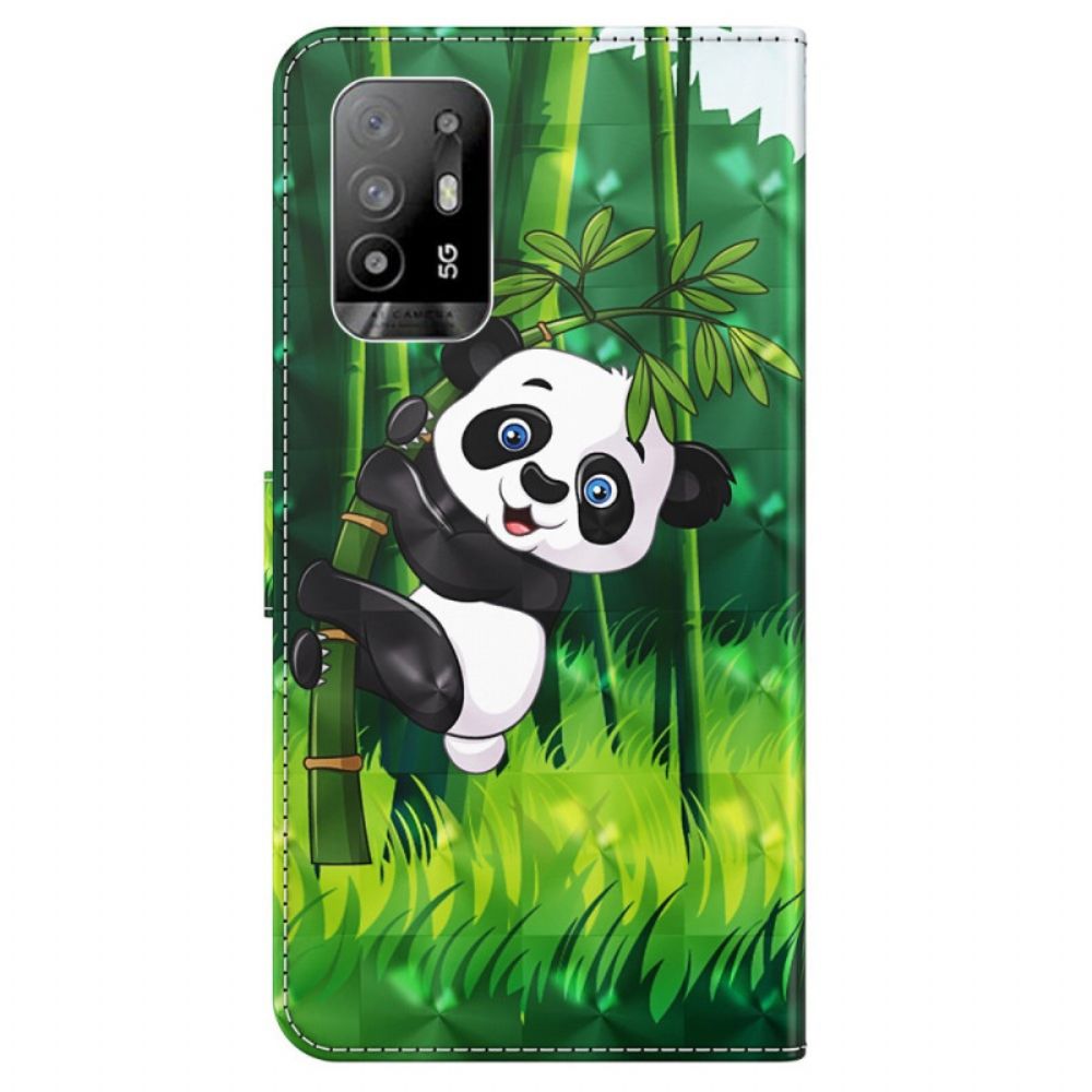 Flip Case Für Oppo A94 5G Panda Mit Lanyard