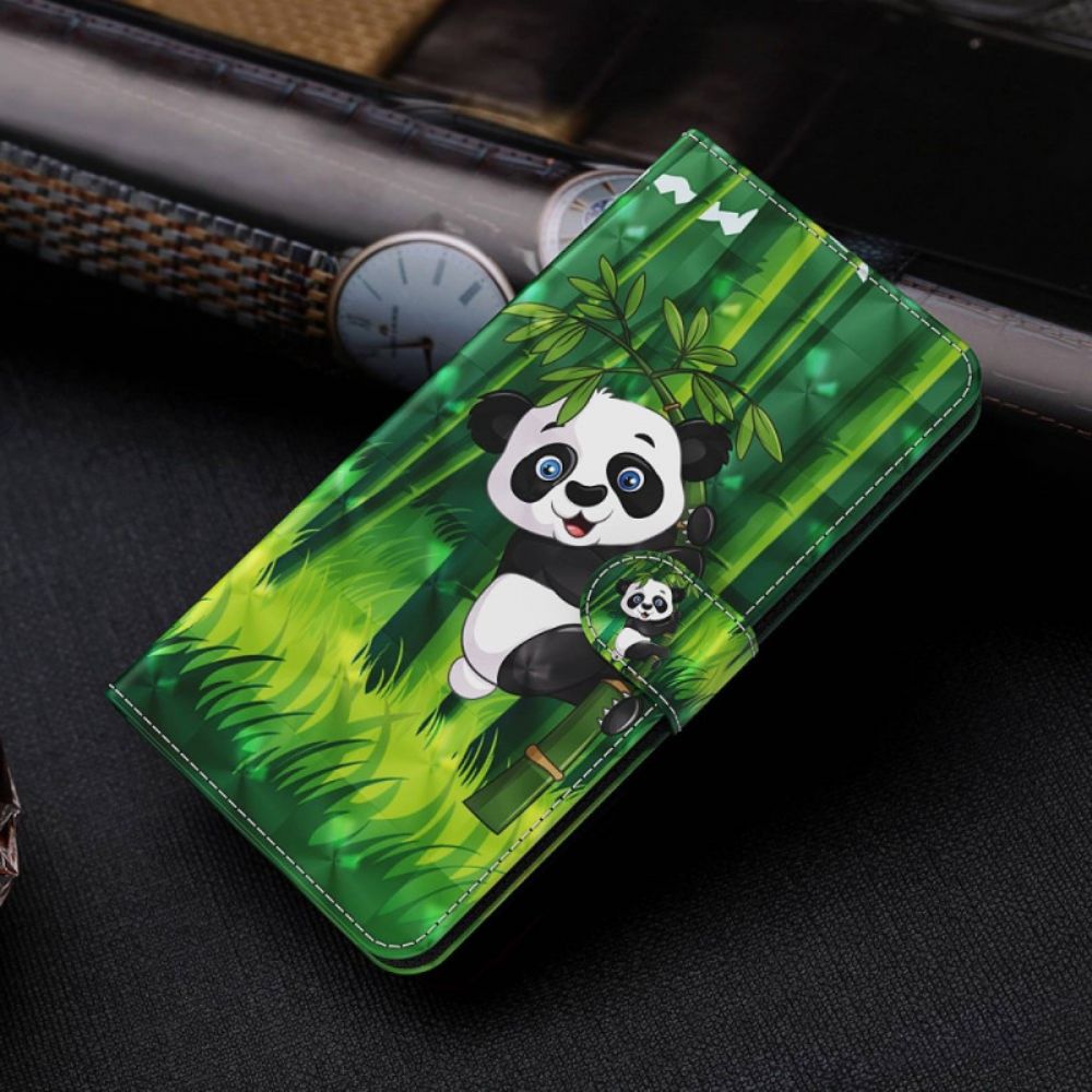 Flip Case Für Oppo A94 5G Panda Mit Lanyard