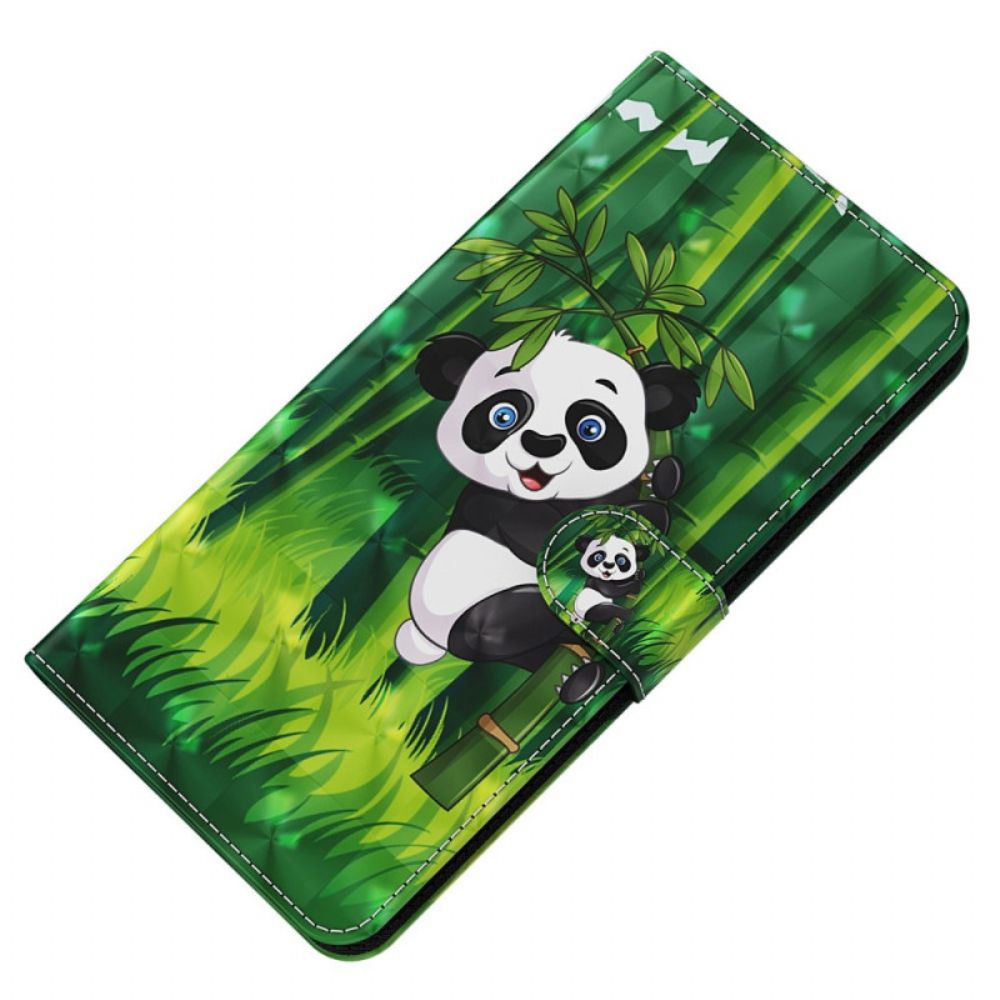 Flip Case Für Oppo A94 5G Panda Mit Lanyard