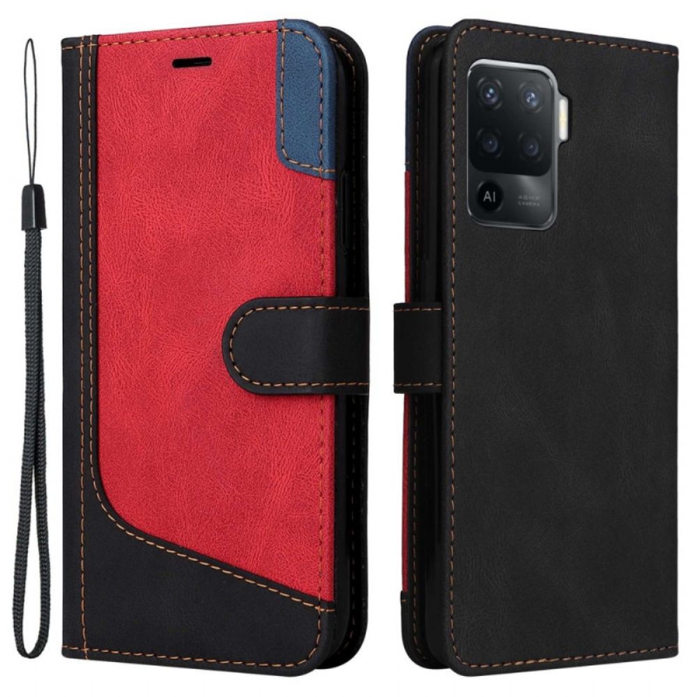 Flip Case Für Oppo A94 5G Trikolore Mit Riemen