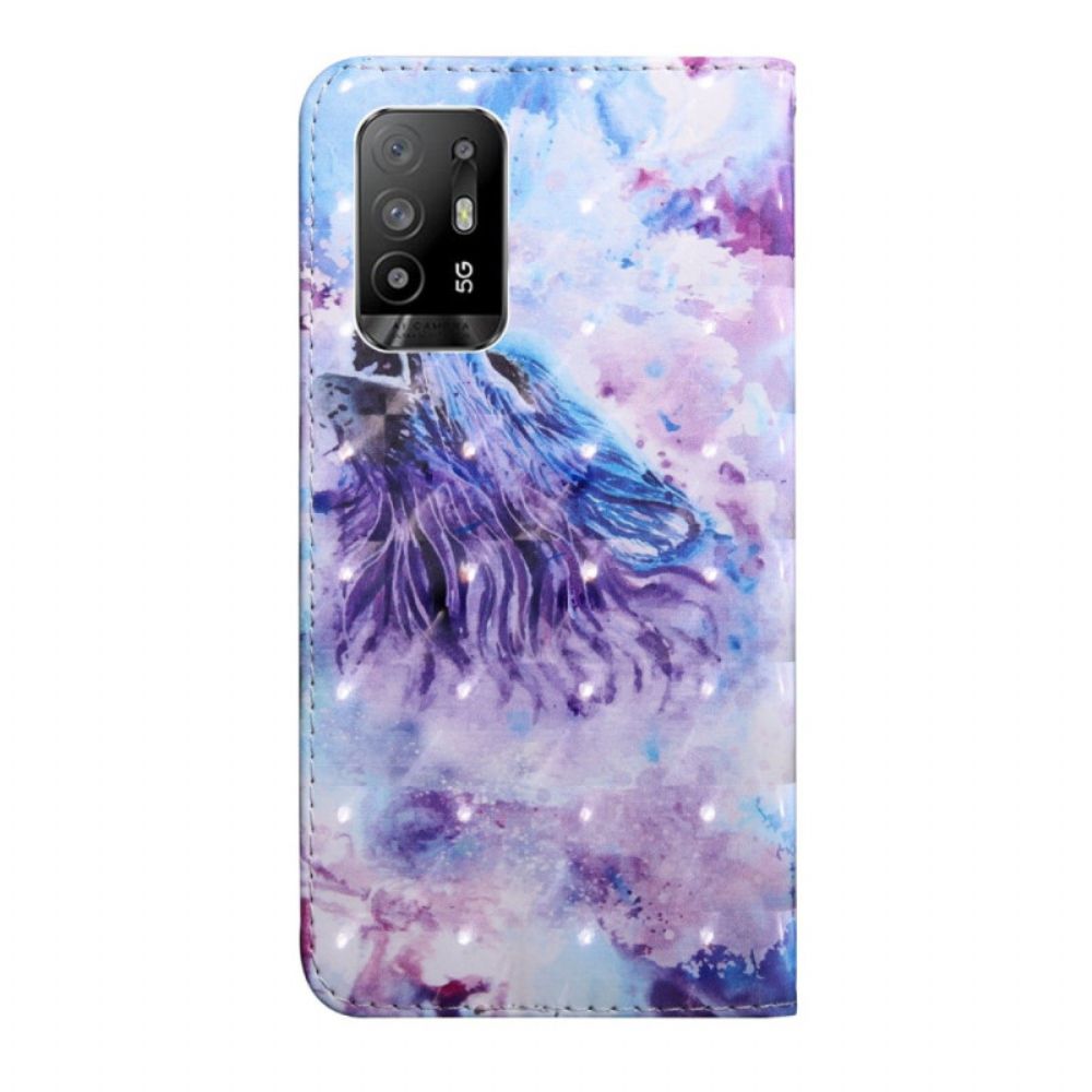 Flip Case Für Oppo A94 5G Wolf Mit Lanyard