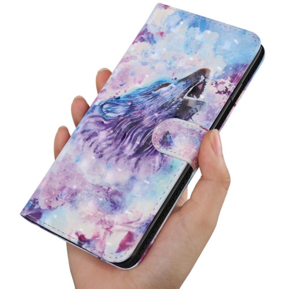 Flip Case Für Oppo A94 5G Wolf Mit Lanyard