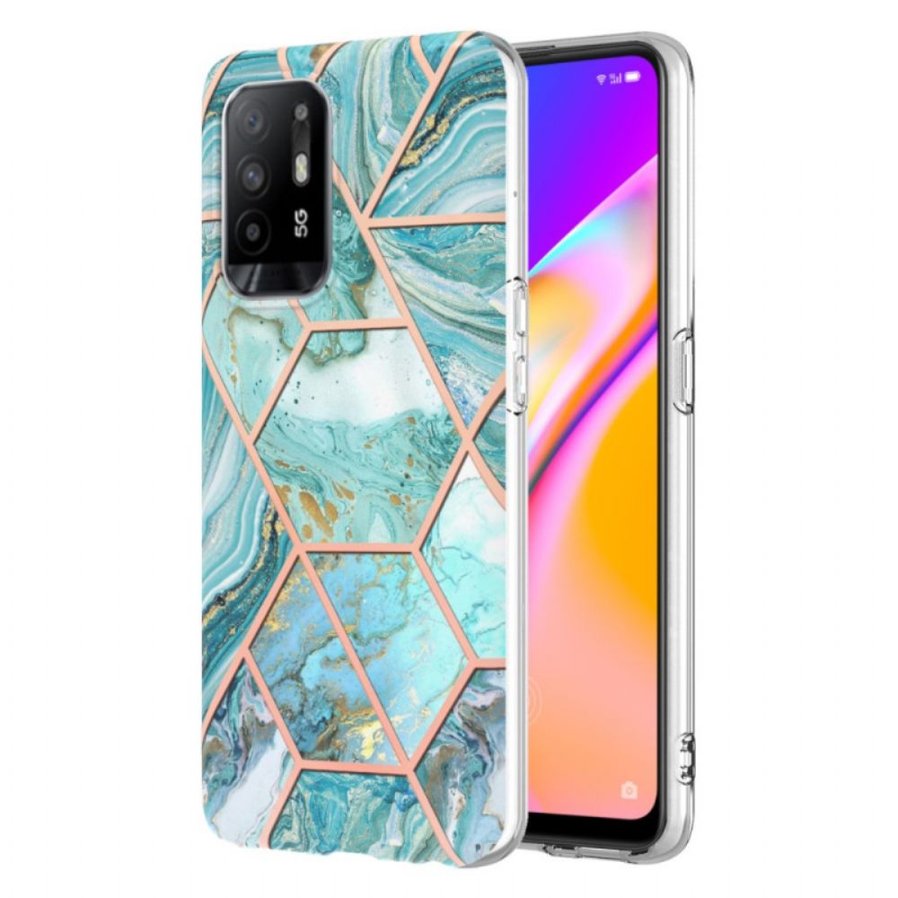 Hülle Für Oppo A94 5G Auffälliger Geometrischer Marmor