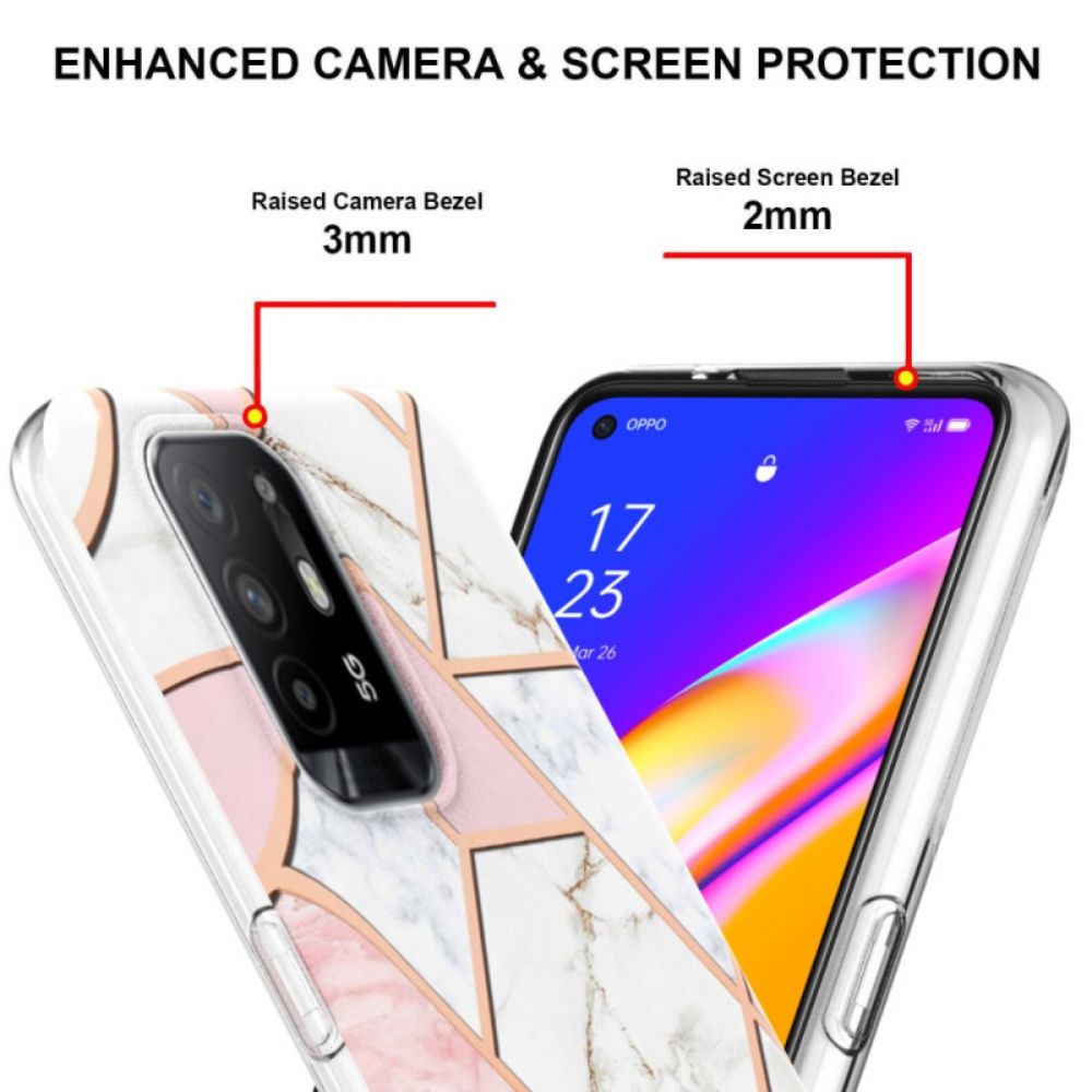 Hülle Für Oppo A94 5G Auffälliger Geometrischer Marmor