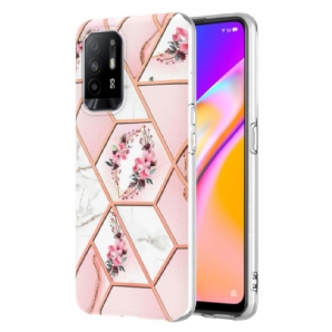 Hülle Für Oppo A94 5G Bunter Geometrischer Marmor