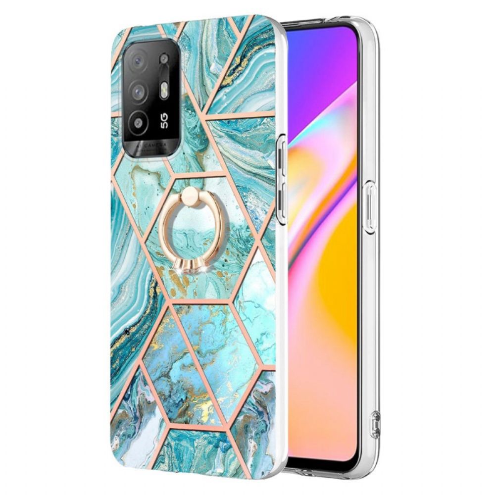 Hülle Für Oppo A94 5G Geometrischer Marmor Mit Ring