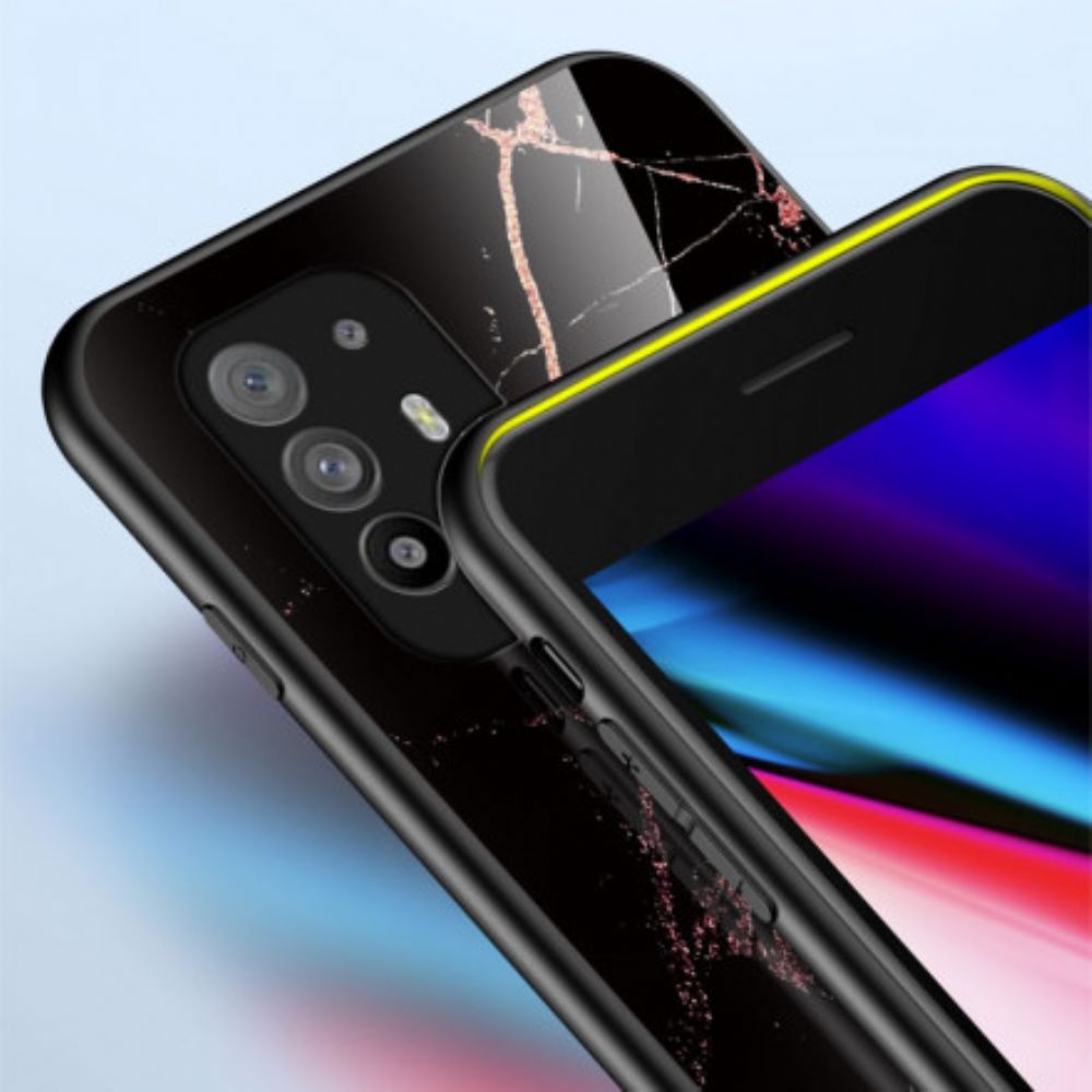 Hülle Für Oppo A94 5G Marmorfarben Gehärtetes Glas