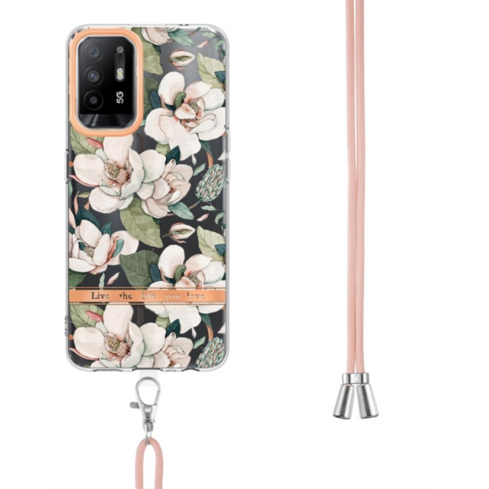 Hülle Für Oppo A94 5G Mit Kordel Blumenkordel