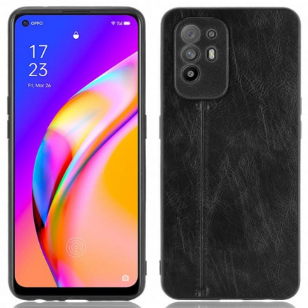 Hülle Für Oppo A94 5G Naht Lederoptik