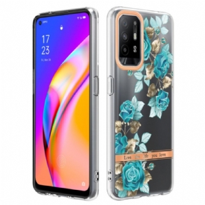 Hülle Für Oppo A94 5G Transparente Blaue Blumen