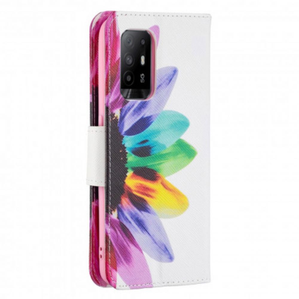 Lederhüllen Für Oppo A94 5G Aquarell Blume