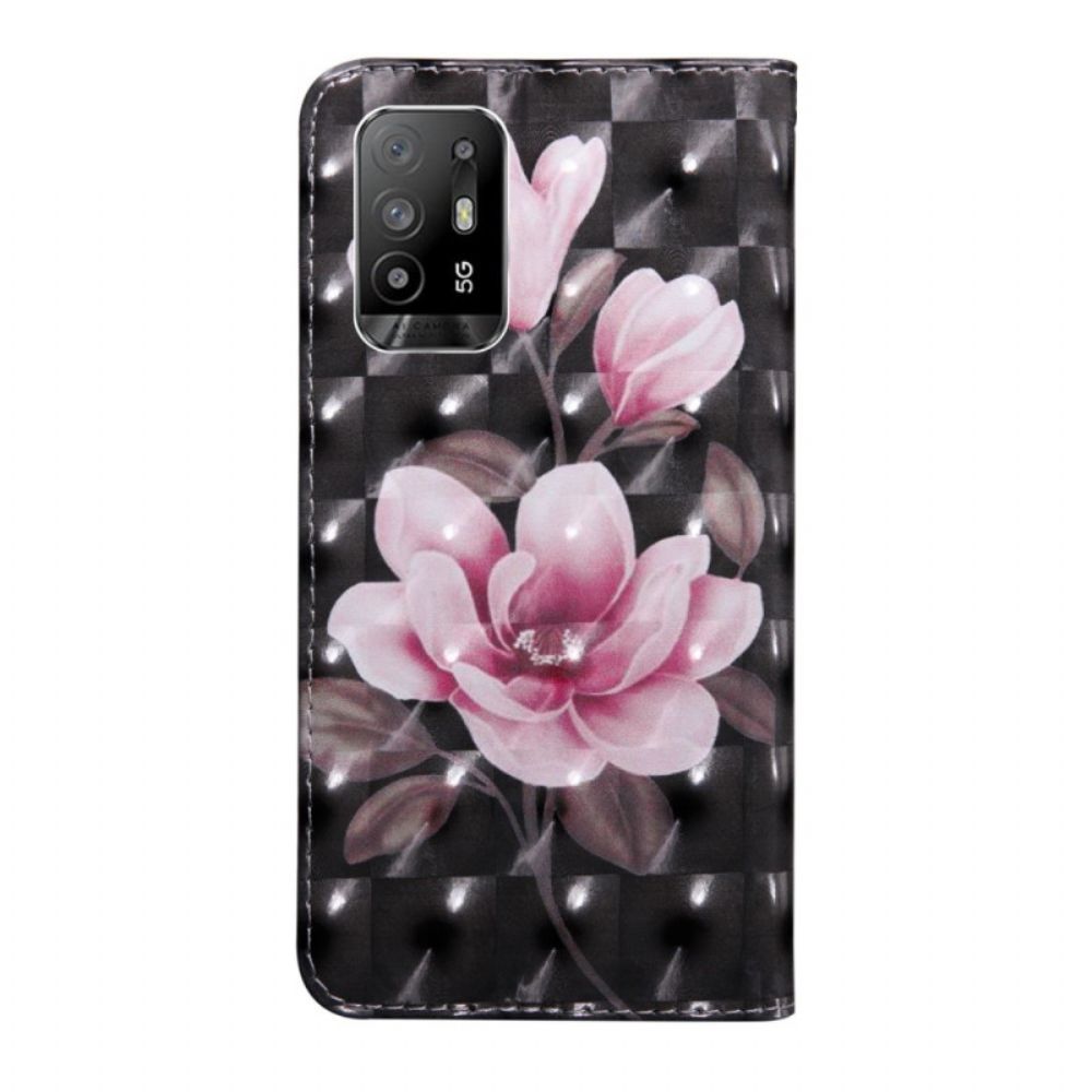 Lederhüllen Für Oppo A94 5G Blumen Mit Riemen