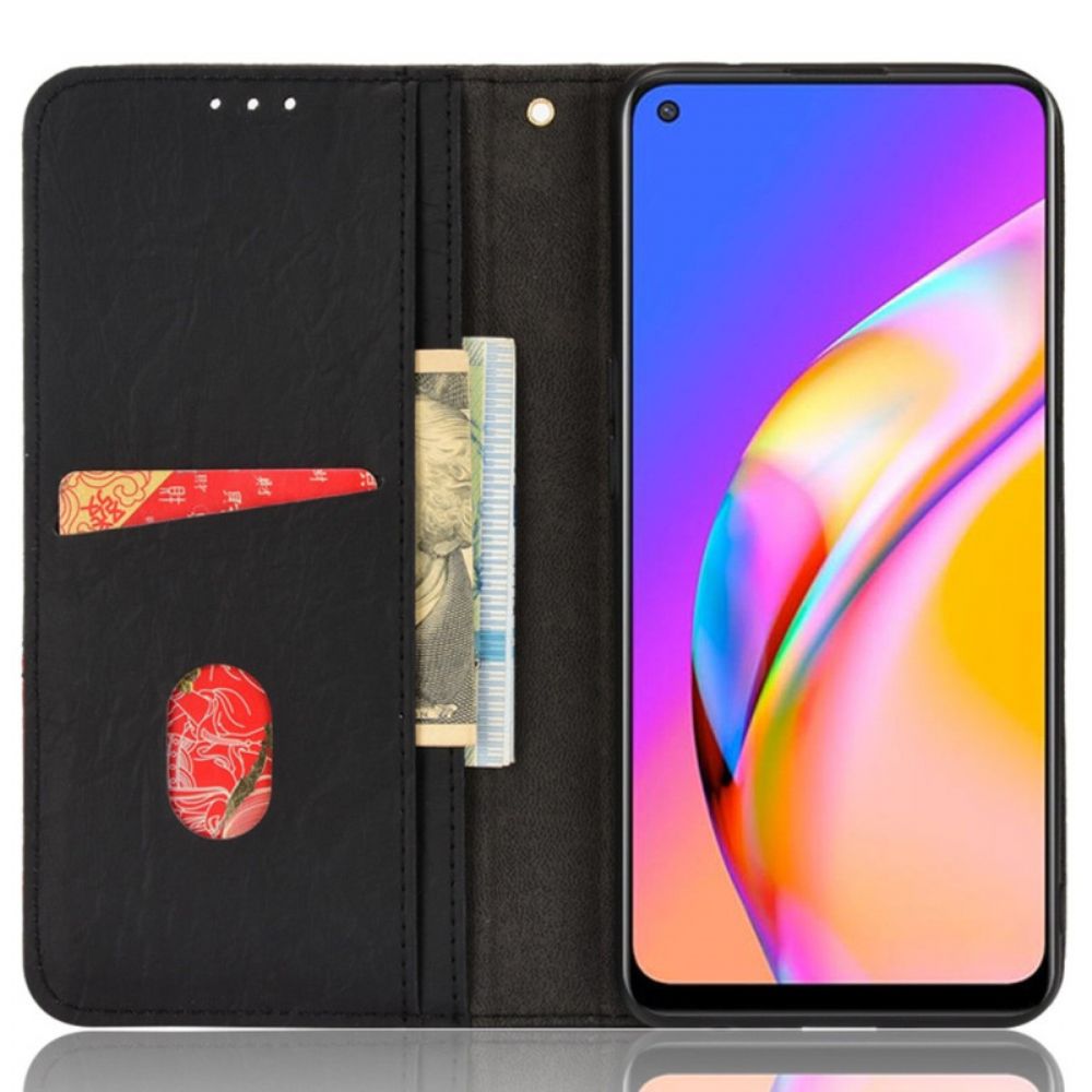 Lederhüllen Für Oppo A94 5G Flip Case Zweifarbiges Dreieck