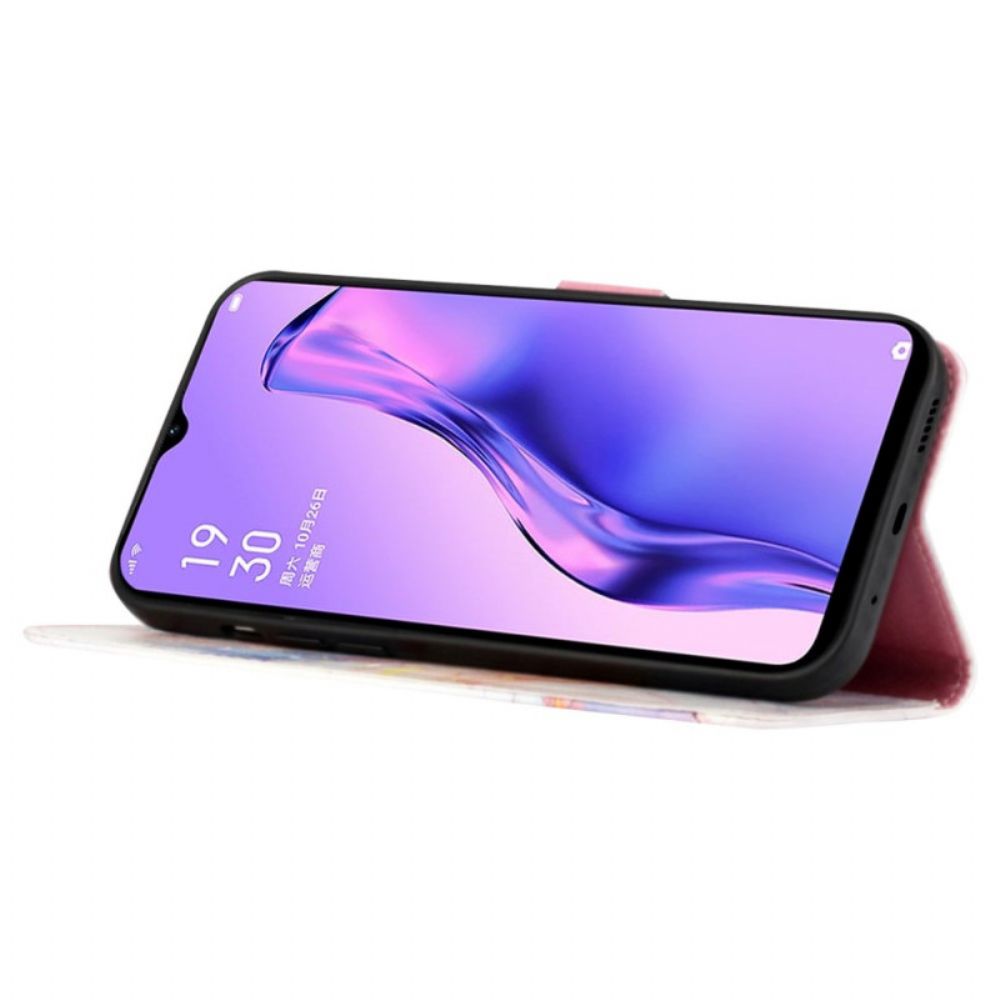 Lederhüllen Für Oppo A94 5G Marmor Mit Riemen