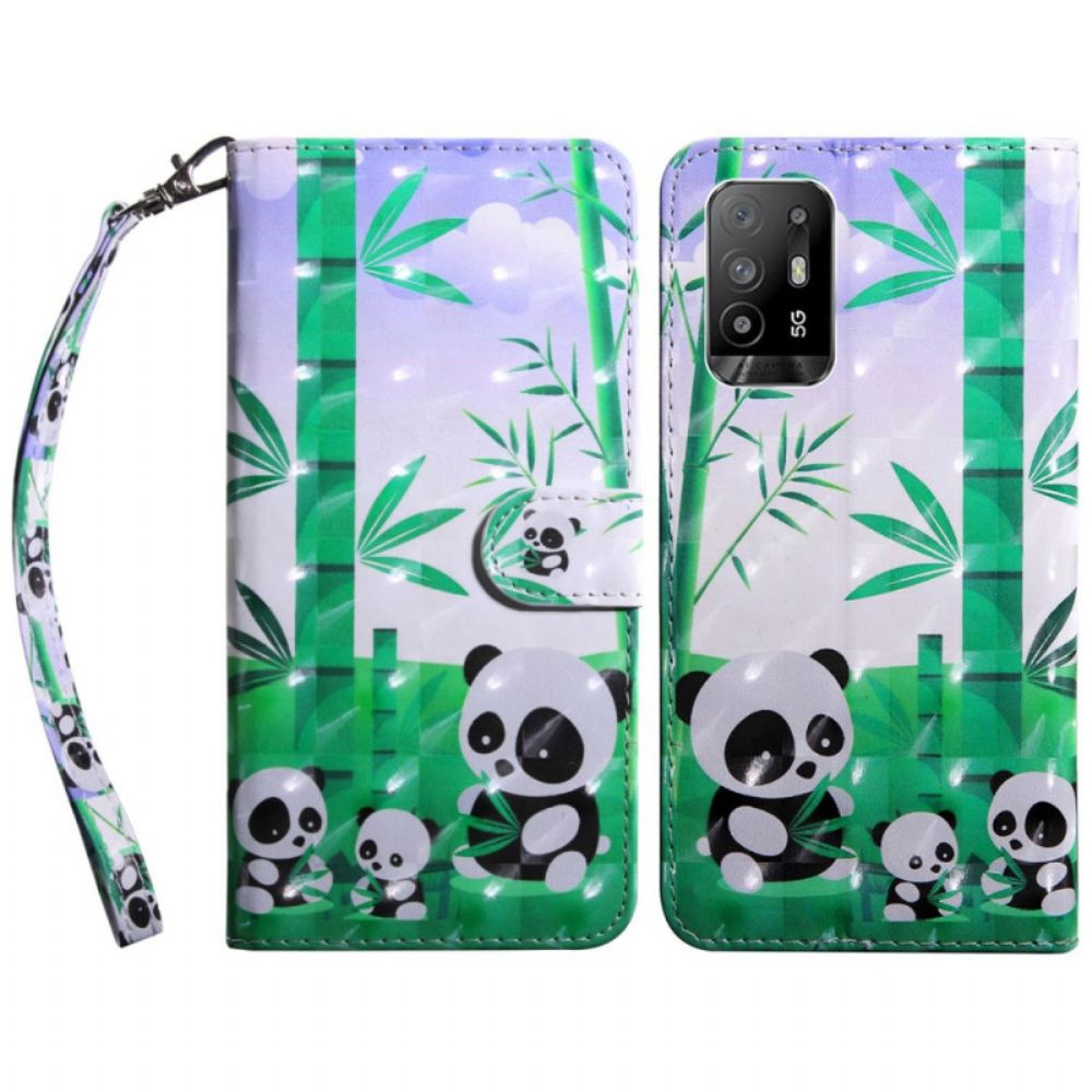 Lederhüllen Für Oppo A94 5G Panda Mit Lanyard