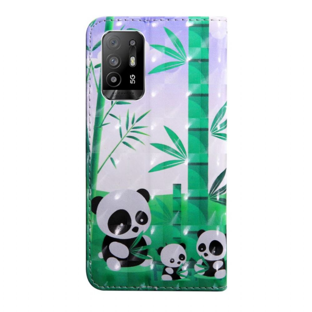 Lederhüllen Für Oppo A94 5G Panda Mit Lanyard