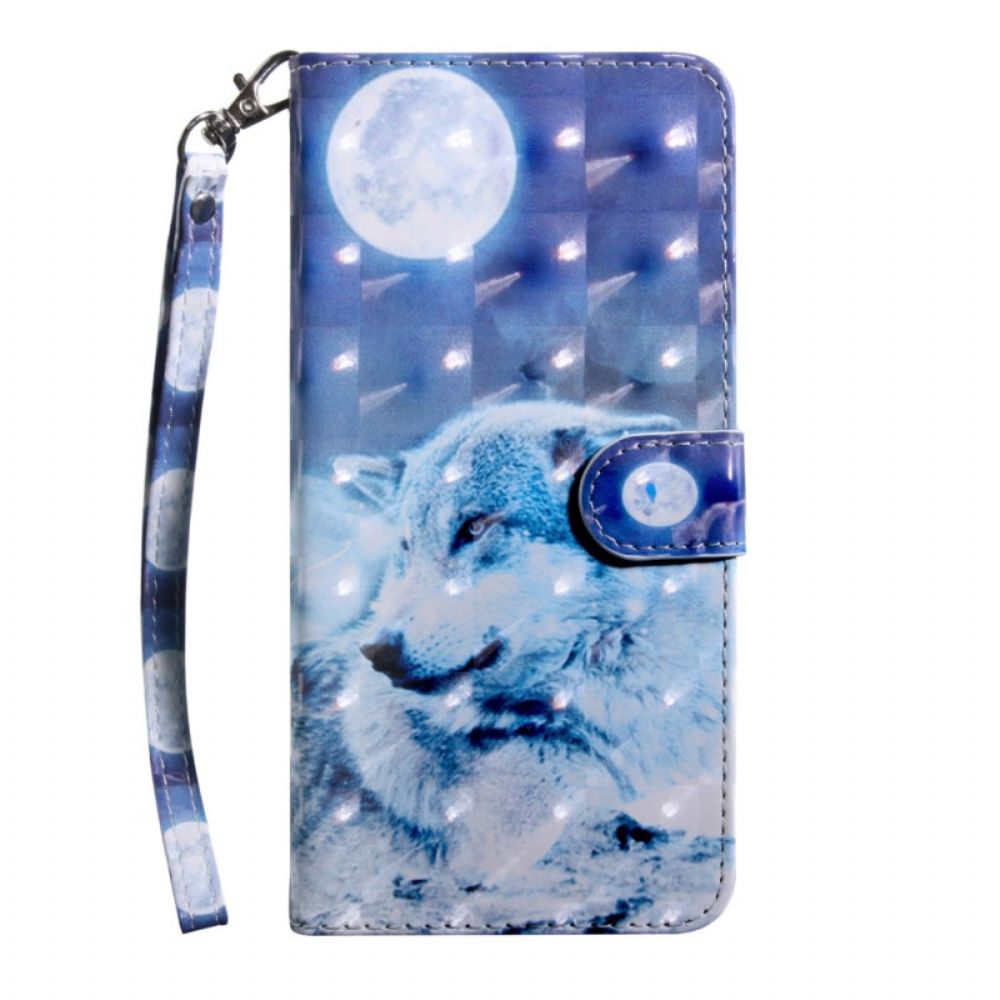 Lederhüllen Für Oppo A94 5G Wolf Mit Lanyard