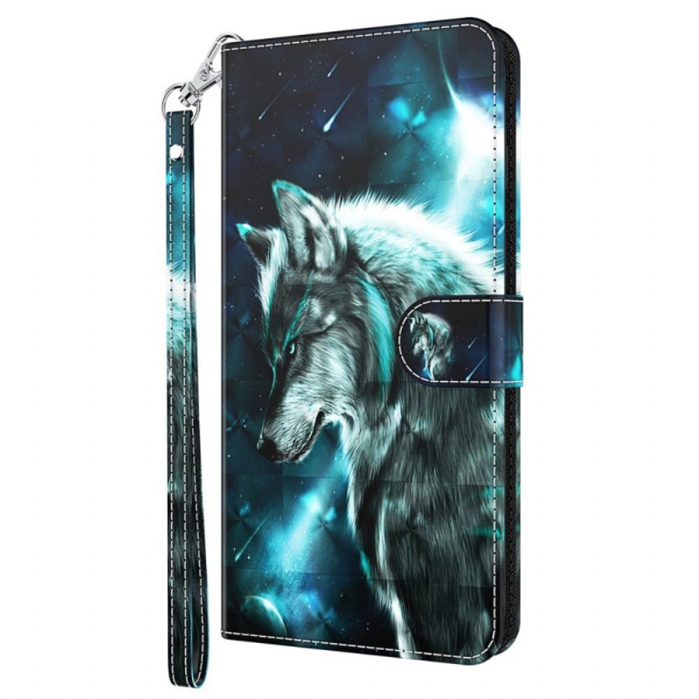 Lederhüllen Für Oppo A94 5G Wolf Mit Lanyard