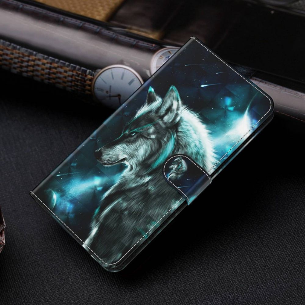 Lederhüllen Für Oppo A94 5G Wolf Mit Lanyard