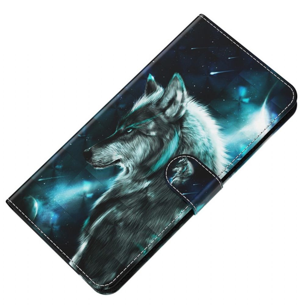 Lederhüllen Für Oppo A94 5G Wolf Mit Lanyard