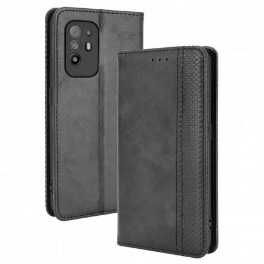 Schutzhülle Für Oppo A94 5G Flip Case Gestylter Vintage-leder-effekt