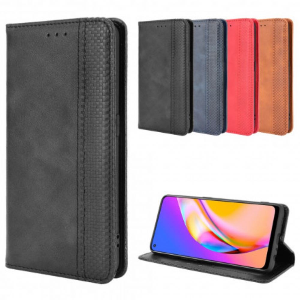 Schutzhülle Für Oppo A94 5G Flip Case Gestylter Vintage-leder-effekt