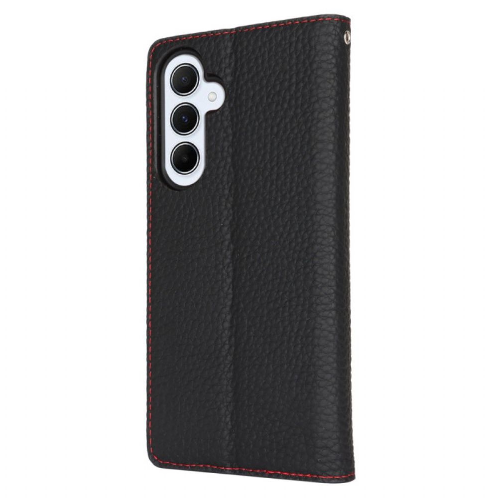 Flip Case Für Samsung Galaxy S24 Fe Leder Mit Litschi-struktur