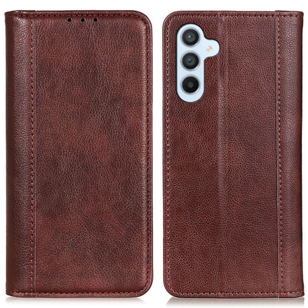 Flip Case Für Samsung Galaxy S24 Fe Spaltleder Mit Litschi-struktur