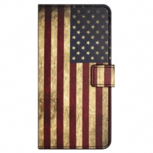 Lederhüllen Samsung Galaxy S24 Fe Handyhülle Amerikanische Flagge Im Vintage-stil