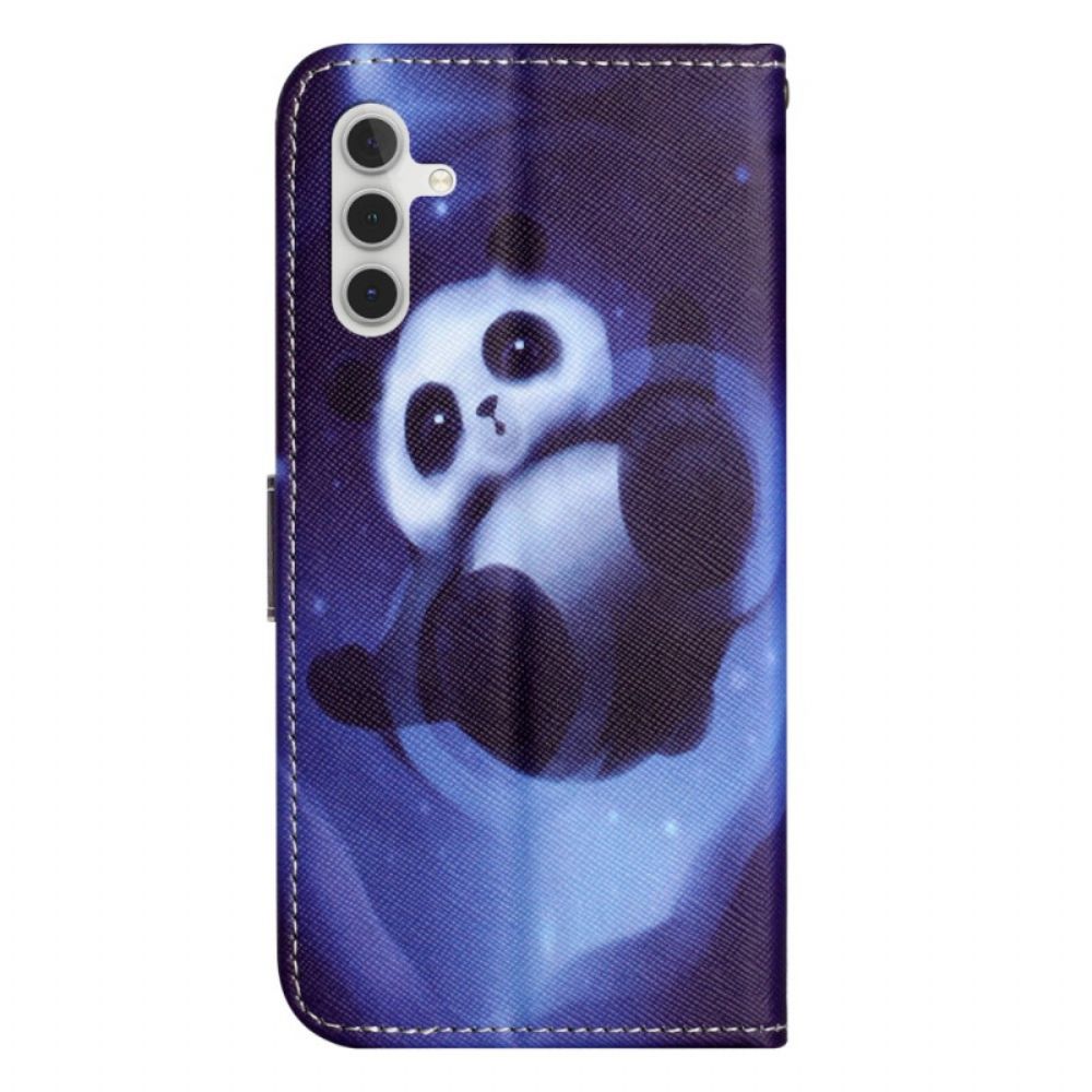 Lederhüllen Samsung Galaxy S24 Fe Panda-weltraum