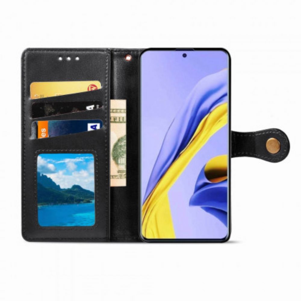 Flip Case Für Samsung Galaxy A71 5G Kunstleder Und Vintage-verschluss