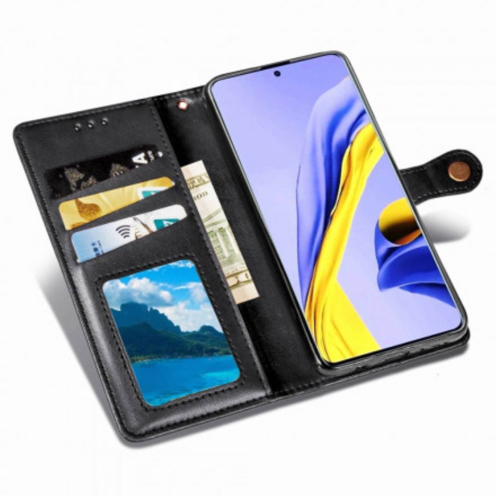 Flip Case Für Samsung Galaxy A71 5G Kunstleder Und Vintage-verschluss