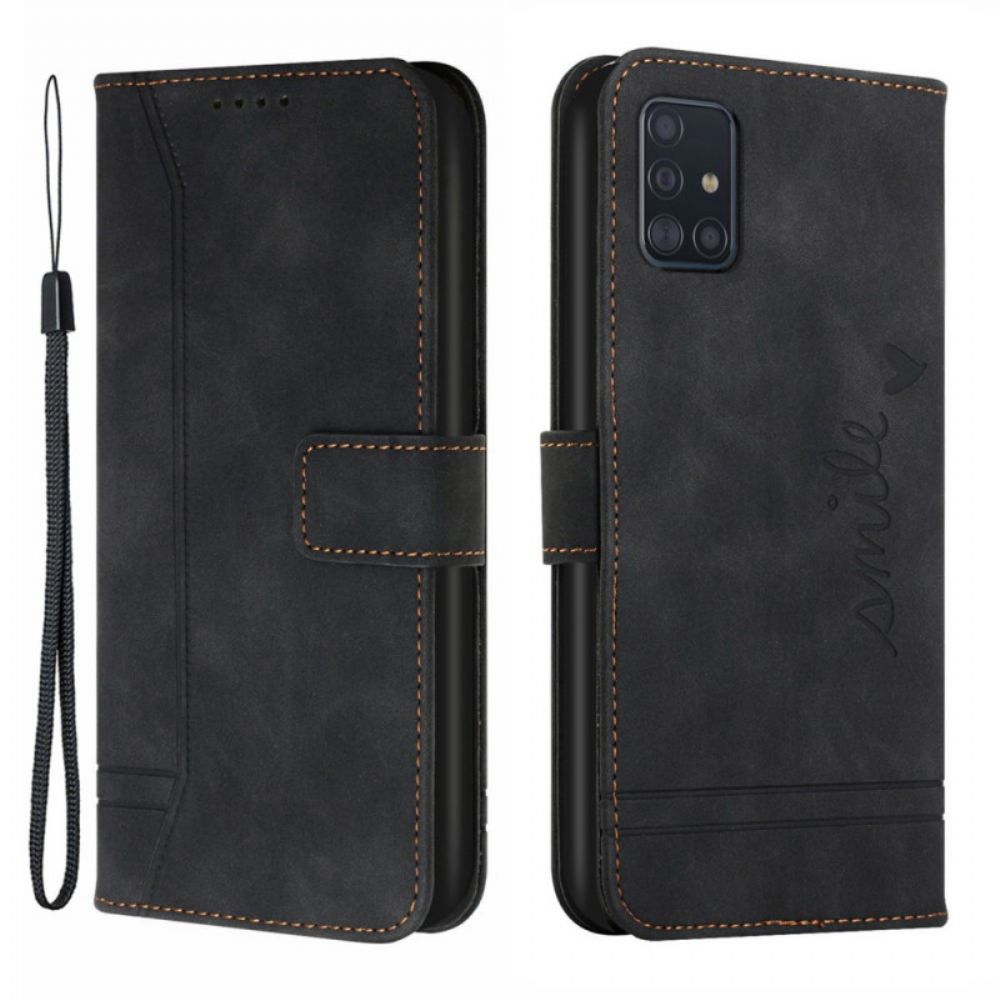 Flip Case Für Samsung Galaxy A71 5G Lächeln Mit Lanyard