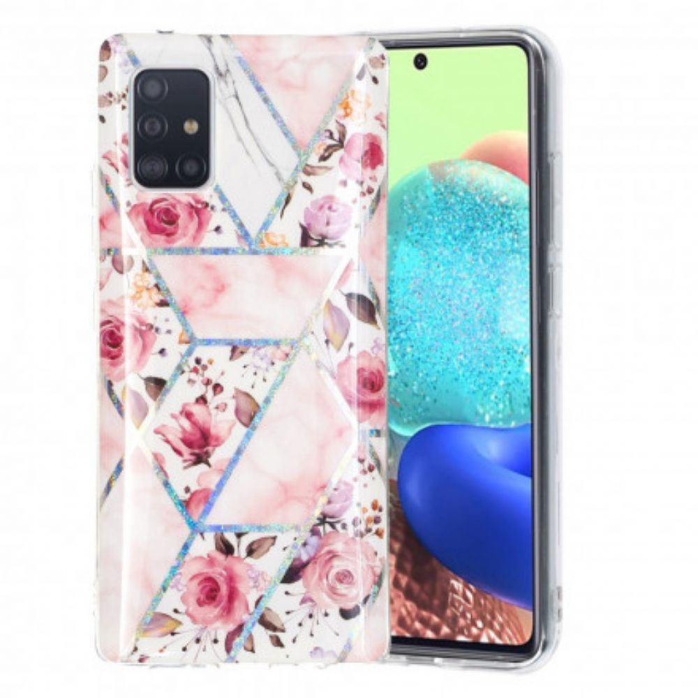 Handyhülle Für Samsung Galaxy A71 5G Marmorierte Blumen