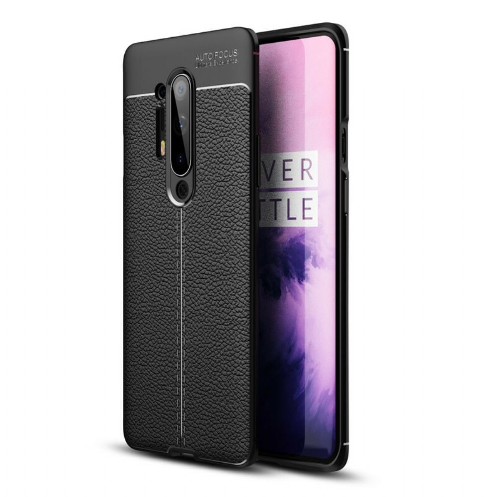 Handyhülle Für OnePlus 8 Pro Doppellinie Litschi-leder-effekt