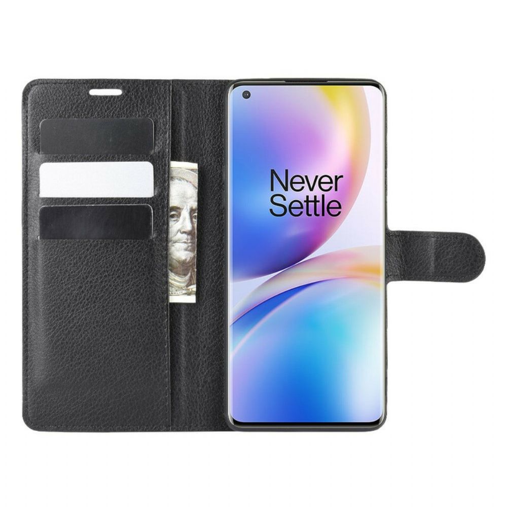 Lederhüllen Für OnePlus 8 Pro Erstklassiger Litschi-leder-stil