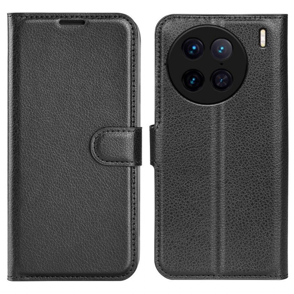 Flip Case Für Vivo X90 Pro Klassisches Lychee-kunstleder