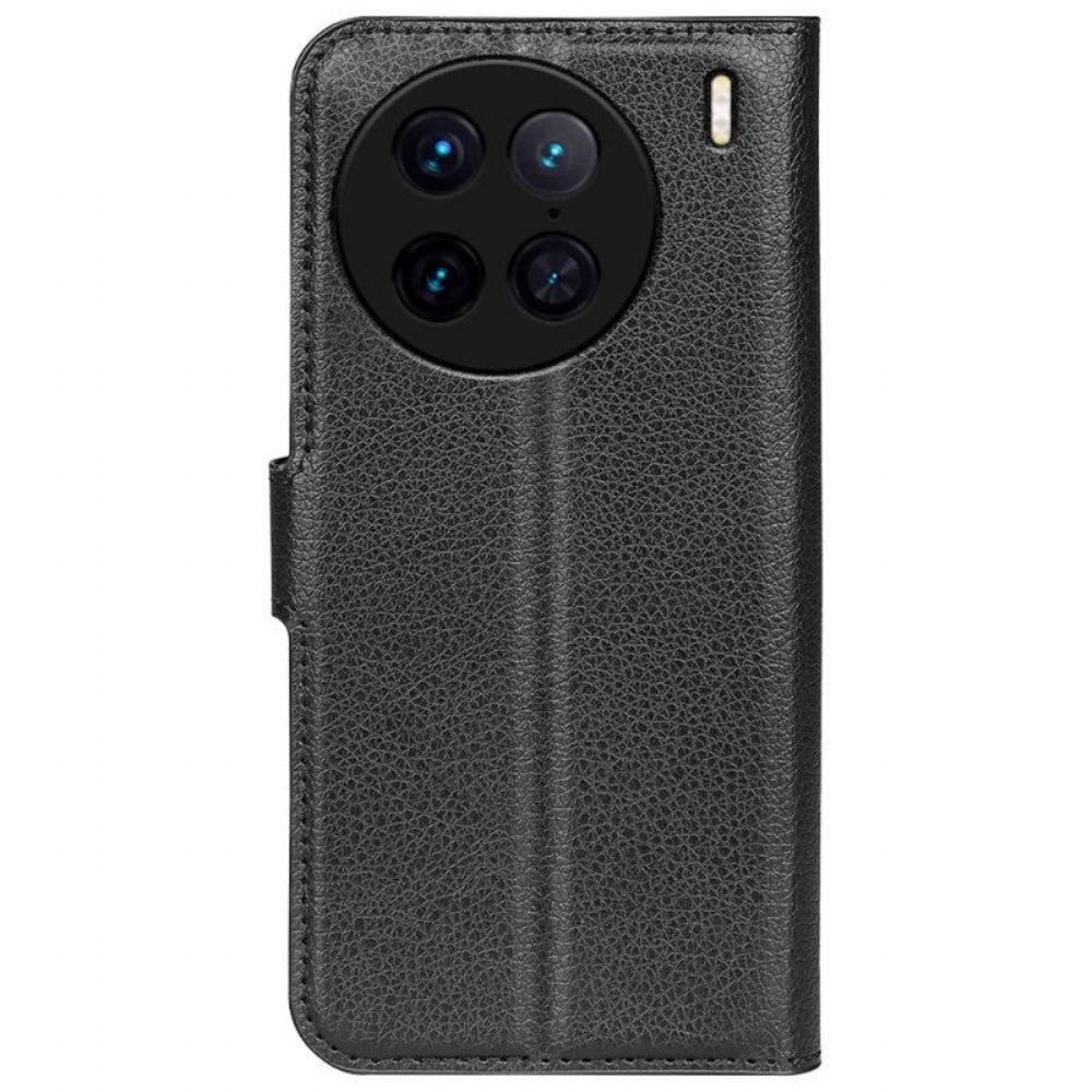 Flip Case Für Vivo X90 Pro Klassisches Lychee-kunstleder