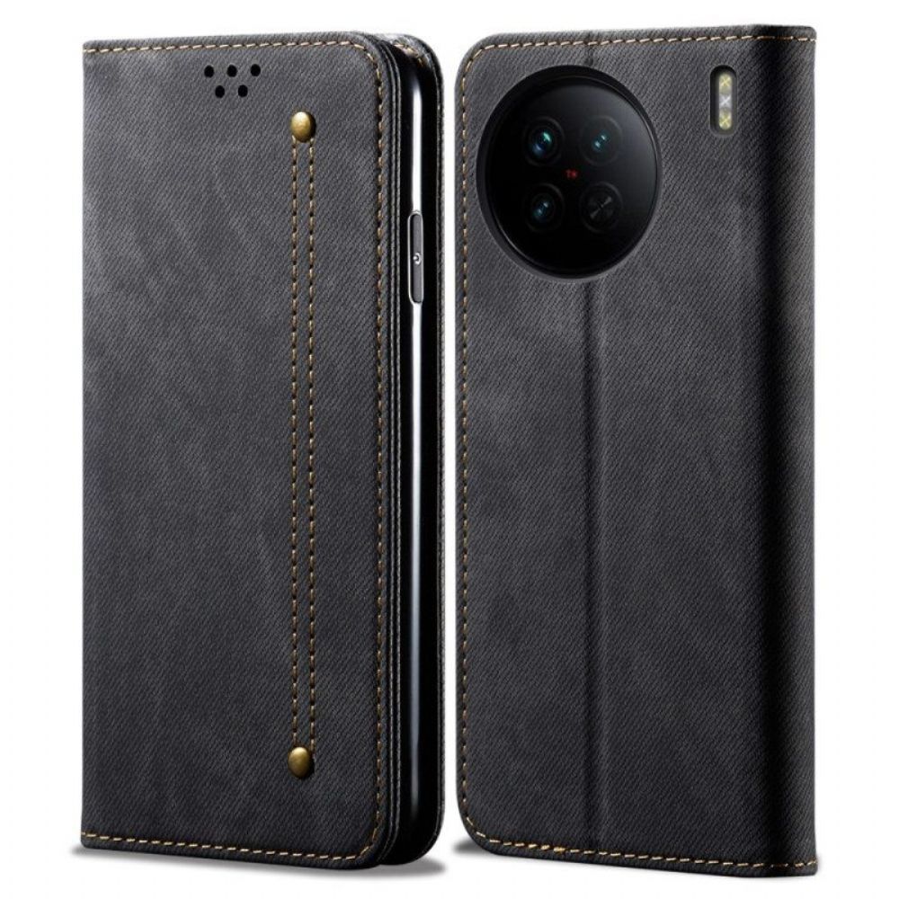 Schutzhülle Für Vivo X90 Pro Flip Case Denim-stoff