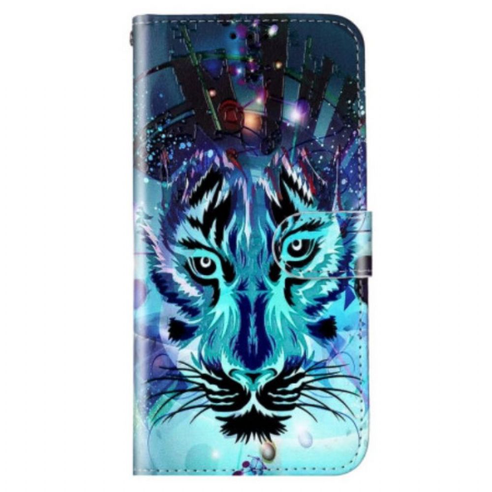 Flip Case Für Samsung Galaxy S23 Plus 5G Der Tiger Mit Schlüsselband