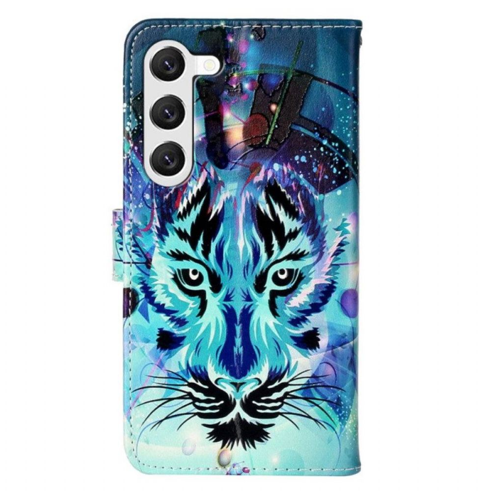 Flip Case Für Samsung Galaxy S23 Plus 5G Der Tiger Mit Schlüsselband