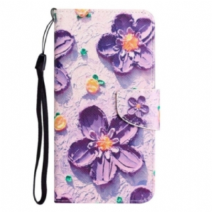 Flip Case Für Samsung Galaxy S23 Plus 5G Mit Kordel Nur Riemenblumen