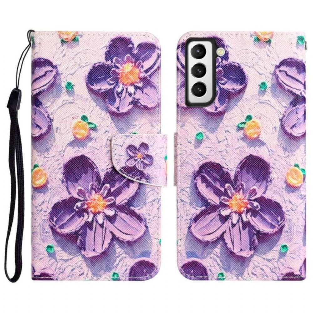 Flip Case Für Samsung Galaxy S23 Plus 5G Mit Kordel Nur Riemenblumen