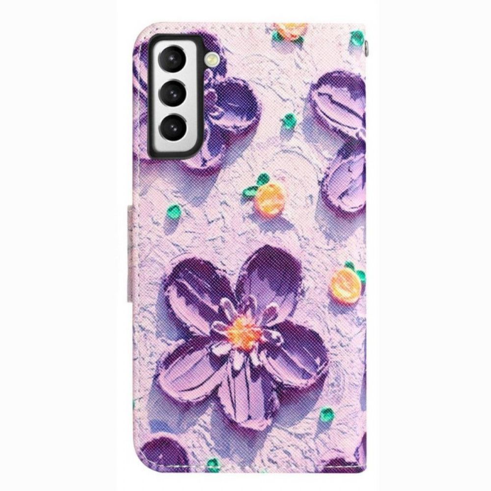 Flip Case Für Samsung Galaxy S23 Plus 5G Mit Kordel Nur Riemenblumen